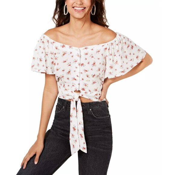 GYPSIES & MOONDUST Flutter Sleeve Tie Front Boho Top NEW MEDIUM - Picture 7 of 9